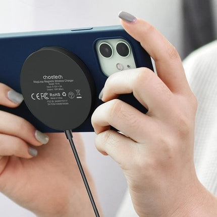 CHOETECH T518-BK15W Removable Fast Wireless Magenetic Charger for iPhone12/13/14/15 & More with 1M Cable.