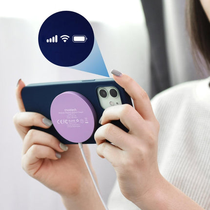 CHOETECH T518-PK Magnetic Wireless Charger for all Qi Cell Phone & iPhones 12/13/14/15 (Pink).