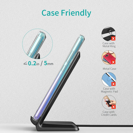 CHOETECH T524S 10W/7.5W Fast Wireless Charging Stand with AC Adapter.