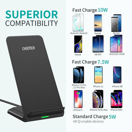 CHOETECH T524S 10W/7.5W Fast Wireless Charging Stand with AC Adapter.