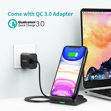 CHOETECH T524S 10W/7.5W Fast Wireless Charging Stand with AC Adapter.