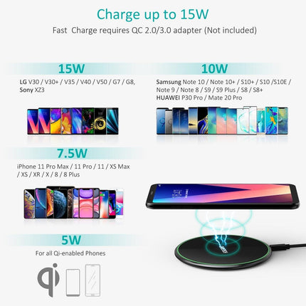 CHOETECH T559-F 15W Wireless Charging Pad with AC Adapter.