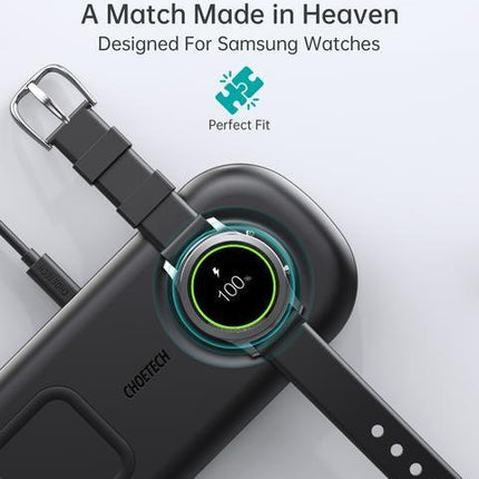 Choetech T570-S 2-in-1 Wireless Charger, 10W Max Wireless Charging Pad with Adapter for Galaxy Watch.