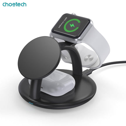 CHOETECH T587-F 3-in-1 Magnetic Wireless Charger Station for iPhone 12/13/14/AirPods Pro/iWatch.