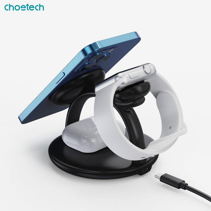 CHOETECH T587-F 3-in-1 Magnetic Wireless Charger Station for iPhone 12/13/14/AirPods Pro/iWatch.