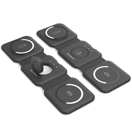 CHOETECH T588-F-BK 3-in-1 Foldable Fast Wireless Charger for Phone/Watch/Earphone.