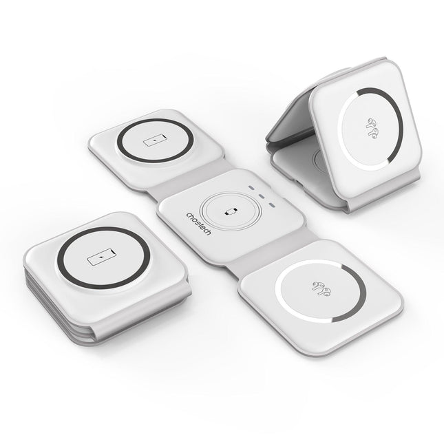 CHOETECH T588-F-WH 3-in-1 Foldable Fast Wireless Charger for Phone/Watch/Earphone.