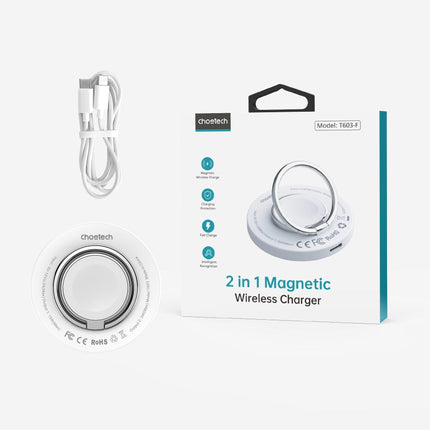 CHOETECH T603-F Ring Holder and Magnetic 15W Wireless Charger for Phone/airPod/iWatch.