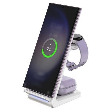 CHOETECH T608-F 15W 4-in-1 Wireless Charger Stand for iWatch and Samsung Watch.