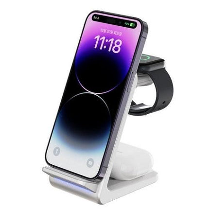 CHOETECH T608-F 15W 4-in-1 Wireless Charger Stand for iWatch and Samsung Watch.