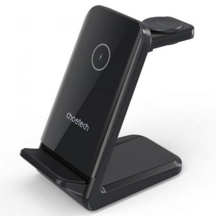 CHOETECH T608-F-BK 15W 4-in-1 Wireless Charger Stand for iWatch and Samsung Watch (Black).