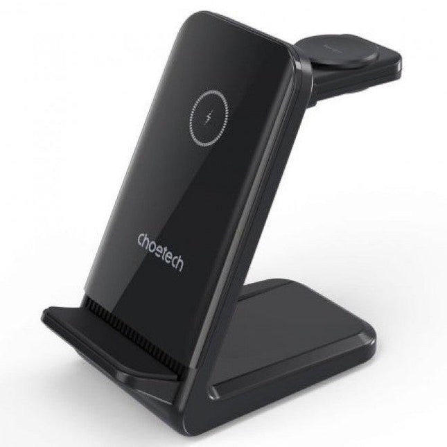 CHOETECH T608-F-BK 15W 4-in-1 Wireless Charger Stand for iWatch and Samsung Watch (Black).