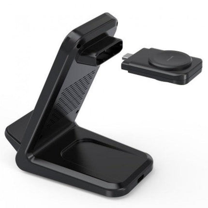 CHOETECH T608-F-BK 15W 4-in-1 Wireless Charger Stand for iWatch and Samsung Watch (Black).