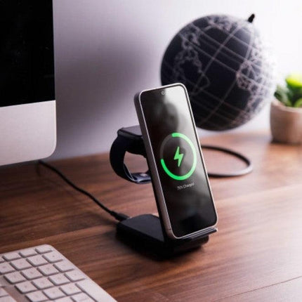 CHOETECH T608-F-BK 15W 4-in-1 Wireless Charger Stand for iWatch and Samsung Watch (Black).