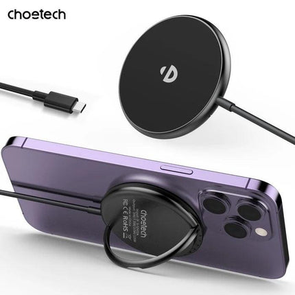 CHOETECH T697-F 15W/7.5W/5W magnetic charger for iPhone, Air Pods and more 1.5M Black.
