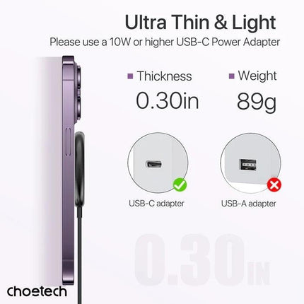 CHOETECH T697-F 15W/7.5W/5W magnetic charger for iPhone, Air Pods and more 1.5M Black.