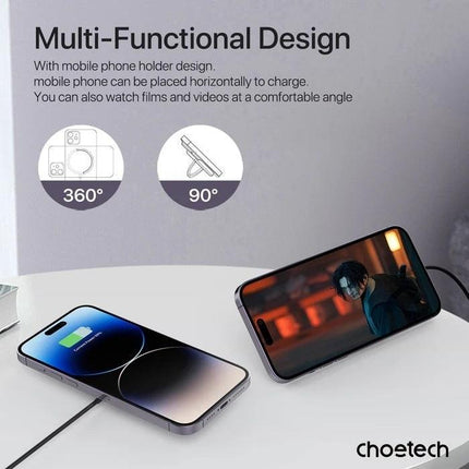 CHOETECH T697-F 15W/7.5W/5W magnetic charger for iPhone, Air Pods and more 1.5M Black.