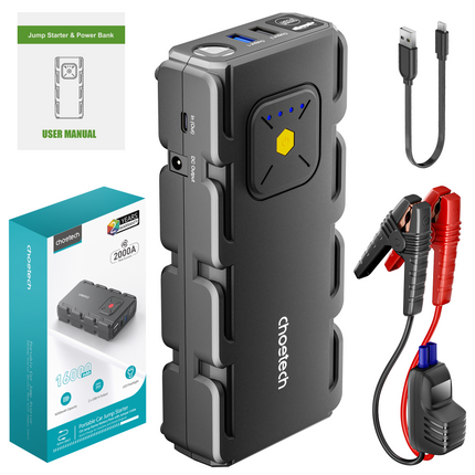CHOETECH TC0009 16000mAh Portable Car Jump Starter with Emergency Light.
