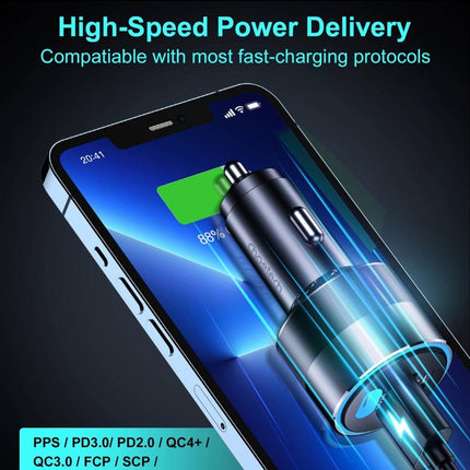 CHOETECH TC0011 130W 3 Ports (Dual USB-C Port PD3.0 + USB-A Port) Fast Car Charger.