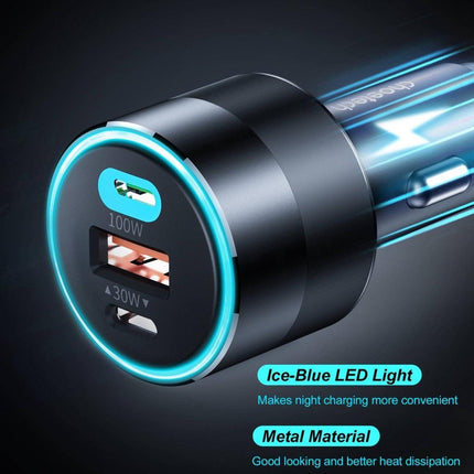CHOETECH TC0011 130W 3 Ports (Dual USB-C Port PD3.0 + USB-A Port) Fast Car Charger.