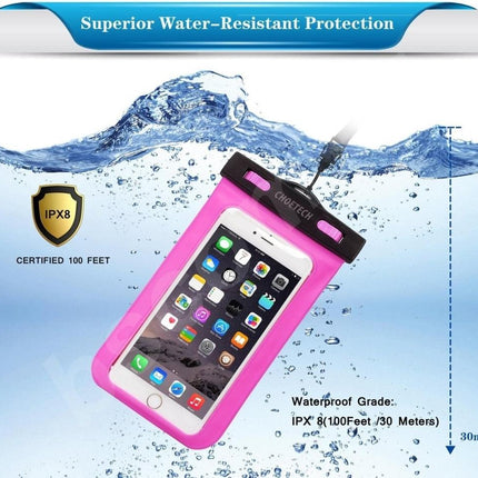 CHOETECH WPC007-PK Universal WaterProof Cell Phone Pouch bag up to 8-inch (Pink).
