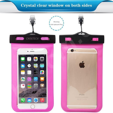 CHOETECH WPC007-PK Universal WaterProof Cell Phone Pouch bag up to 8-inch (Pink).