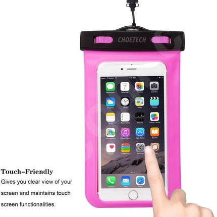 CHOETECH WPC007-PK Universal WaterProof Cell Phone Pouch bag up to 8-inch (Pink).