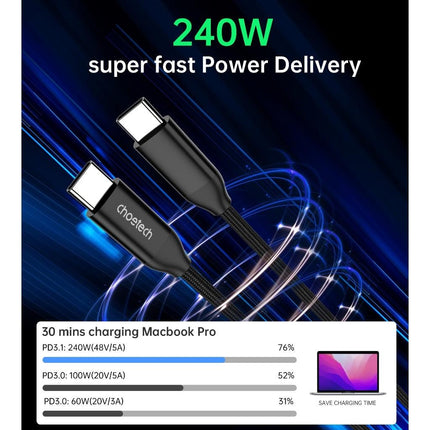 CHOETECH XCC-1035 USB-C M to M PD3.1 240W Super Fast Charging Cable 1M.