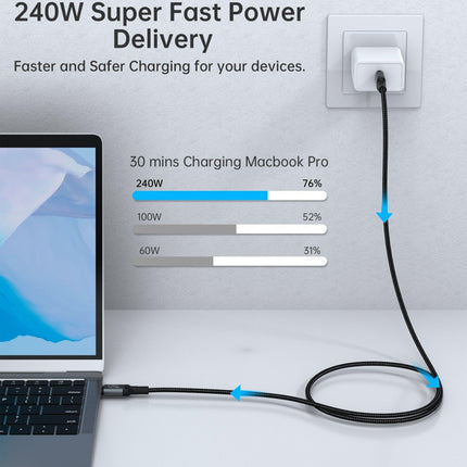 CHOETECH XCC-1042 Gen3.0 USB4.0 with 8K @ 60hz Video & Audio 240W USB-C to C Braided Cable 2M.
