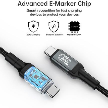 CHOETECH XCC-1042 Gen3.0 USB4.0 with 8K @ 60hz Video & Audio 240W USB-C to C Braided Cable 2M.