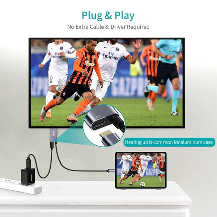 CHOETECH XCH-M180-GY-V2 Unidirectional Adapter USB-C (male) to HDMI 4K 60Hz (male) + PD100W Power Delivery 1.8M.