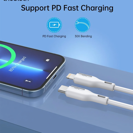 CHOETECH XCL-0002 Silicone USB-C to L Cable 1m White.