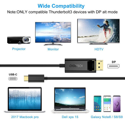 Choetech XCP-1801BK USB-C to DisplayPort Cable 1.8m.