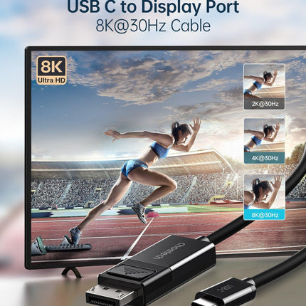 CHOETECH XCP-1803 USB-C To DisplayPort Cable 8K@30Hz 1.8M Two-Way.