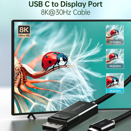 CHOETECH XCP-1803 USB-C To DisplayPort Cable 8K@30Hz 1.8M Two-Way.
