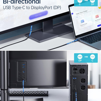 CHOETECH XCP-1803 USB-C To DisplayPort Cable 8K@30Hz 1.8M Two-Way.