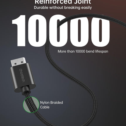CHOETECH XDH01 4K 60Hz DisplayPort Male to HDMI Male Braided Cable 2M.