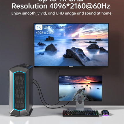 CHOETECH XDH01 4K 60Hz DisplayPort Male to HDMI Male Braided Cable 2M.
