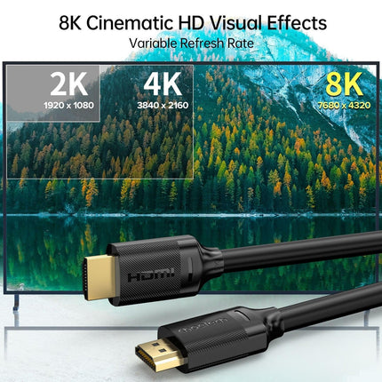 CHOETECH XHH-TP20 8K HDMI 2.1 Cable 8K@60Hz 48Gbps 2M Braided Cable - Black.
