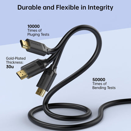 CHOETECH XHH-TP20 8K HDMI 2.1 Cable 8K@60Hz 48Gbps 2M Braided Cable - Black.