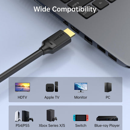 CHOETECH XHH-TP20 8K HDMI 2.1 Cable 8K@60Hz 48Gbps 2M Braided Cable - Black.
