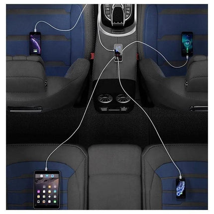 8-Port PD+QC3.0 Car Charger with LED Display.