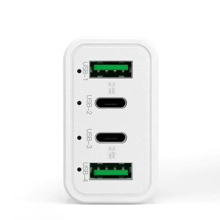 4-Port Car Charger (2 Ports PD + 2 Ports QC3.0 ) White.
