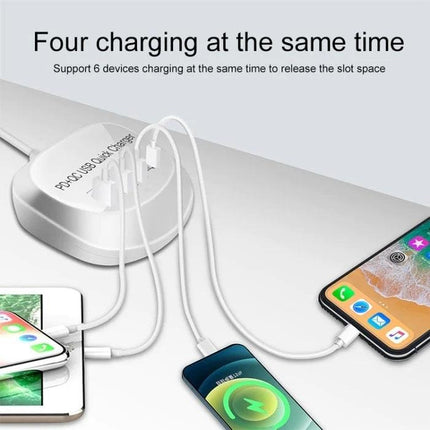 4-Port PD+QC3.0 Charger 40W with AU AC Adapter.