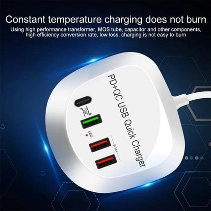 4-Port PD+QC3.0 Charger 40W with AU AC Adapter.