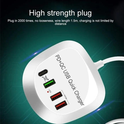 4-Port PD+QC3.0 Charger 40W with AU AC Adapter.
