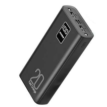 KIVEE PT23 20000mAh Power Bank with Digital Display Black.