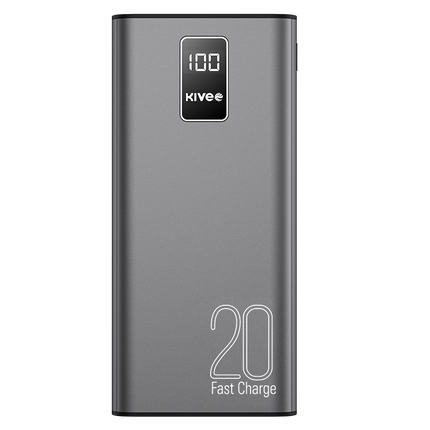 KIVEE PT23 20000mAh Power Bank with Digital Display Black.