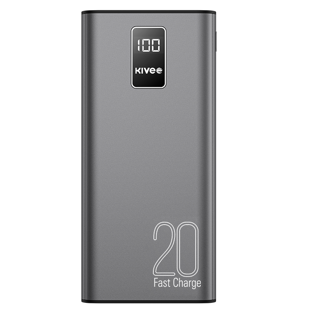 KIVEE PT23 20000mAh Power Bank with Digital Display Black.