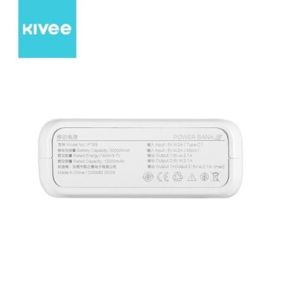 KIVEE PT63 20000mAh Power Bank White.